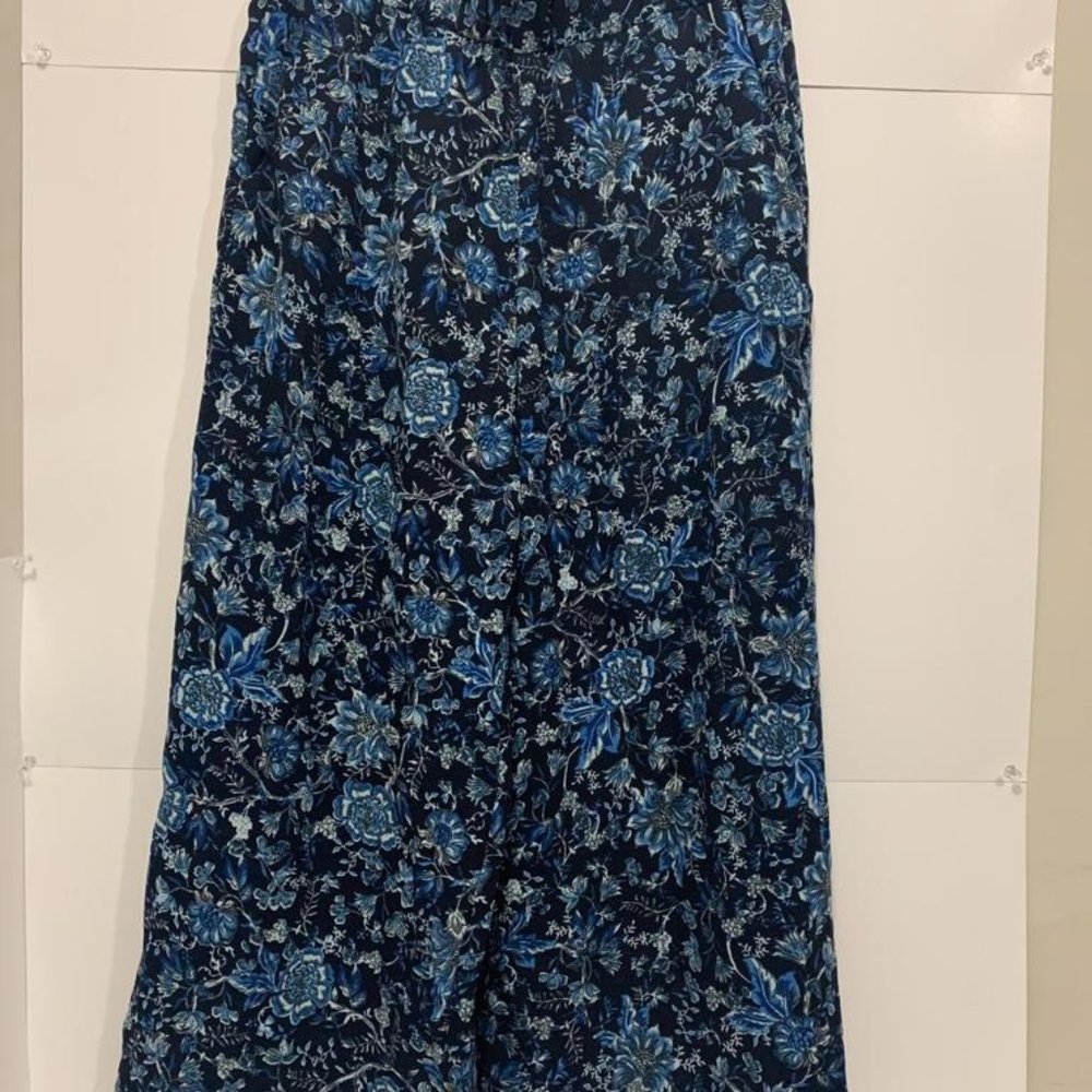H$M crepe culottes dark blue floral wide leg pants